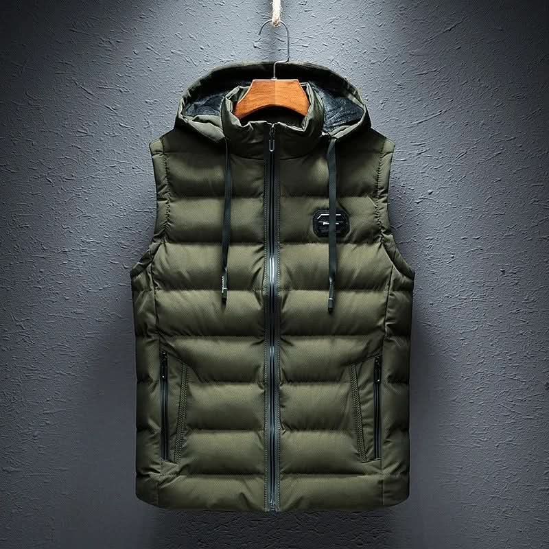 Men's Hooded Quilted Puffer Gilet with Zip Pockets