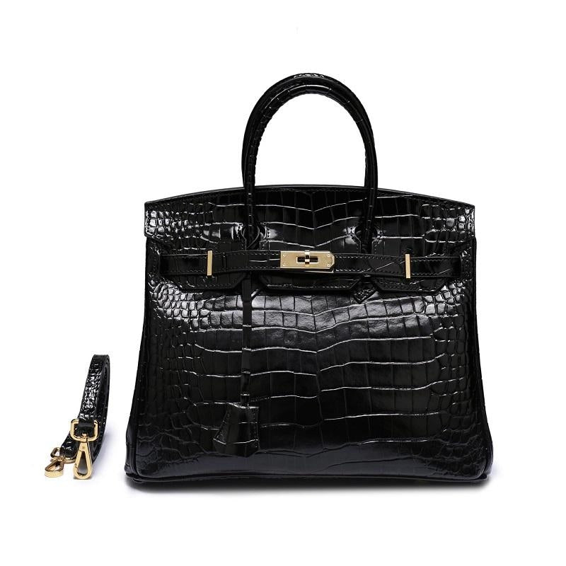 Structured Turn-Lock Tote Bag with Padlock Detail