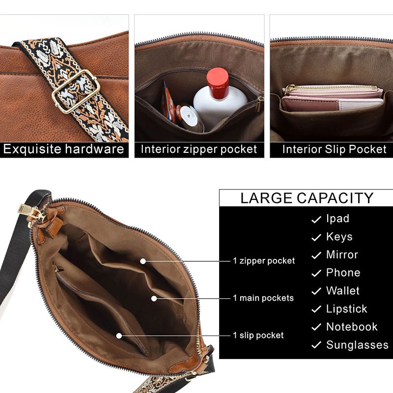 Crossbody Bag with Woven Jacquard Strap