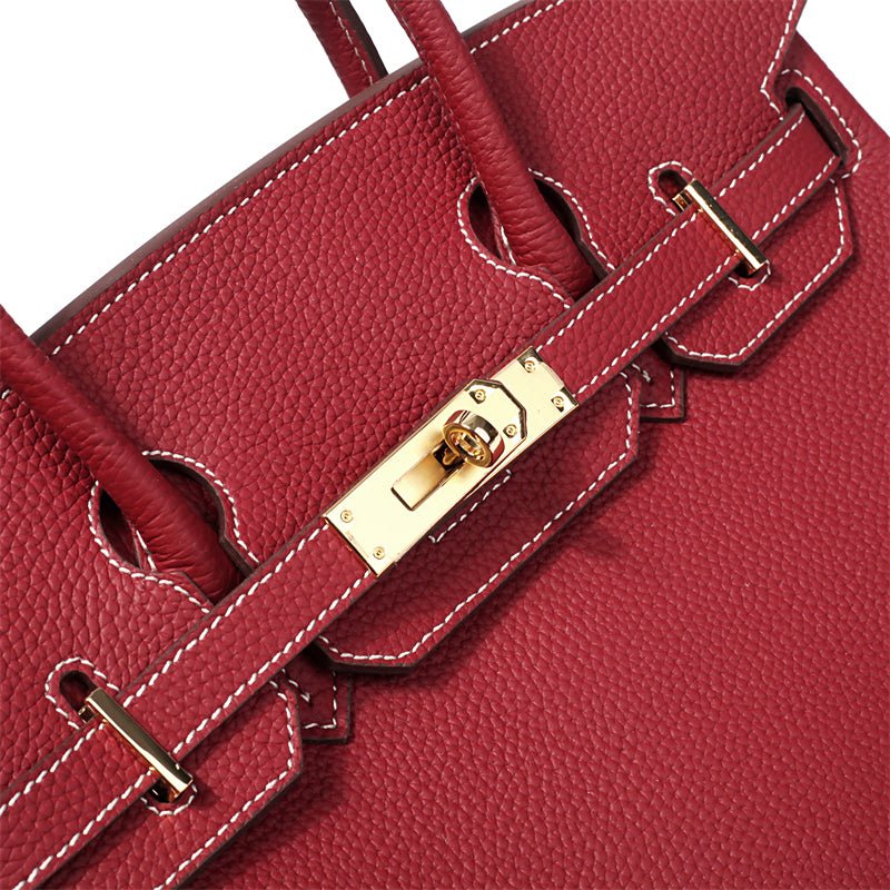 Structured Turn-Lock Tote Bag with Padlock Detail