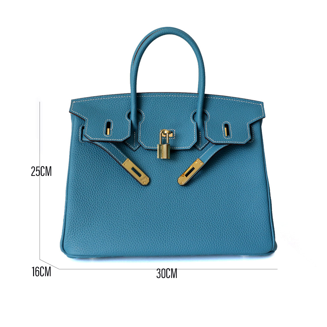 Structured Turn-Lock Tote Bag with Padlock Detail
