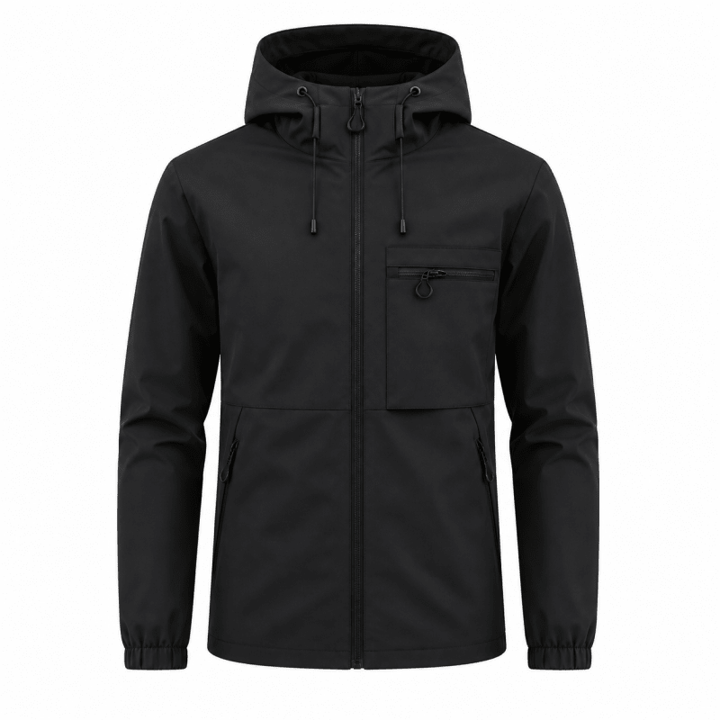 Men's Hooded Lightweight Shell Jacket with Chest Pocket