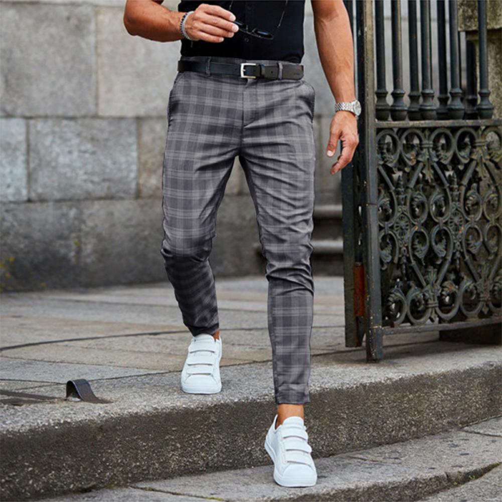 Slim Fit Check Chino Trousers with Tapered Leg