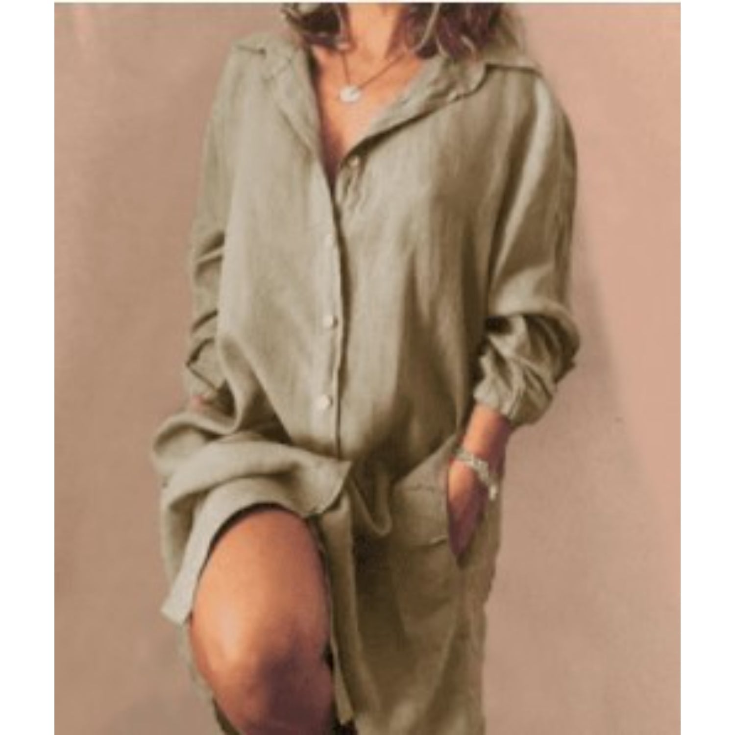 Oversized Button-Up Shirt Dress