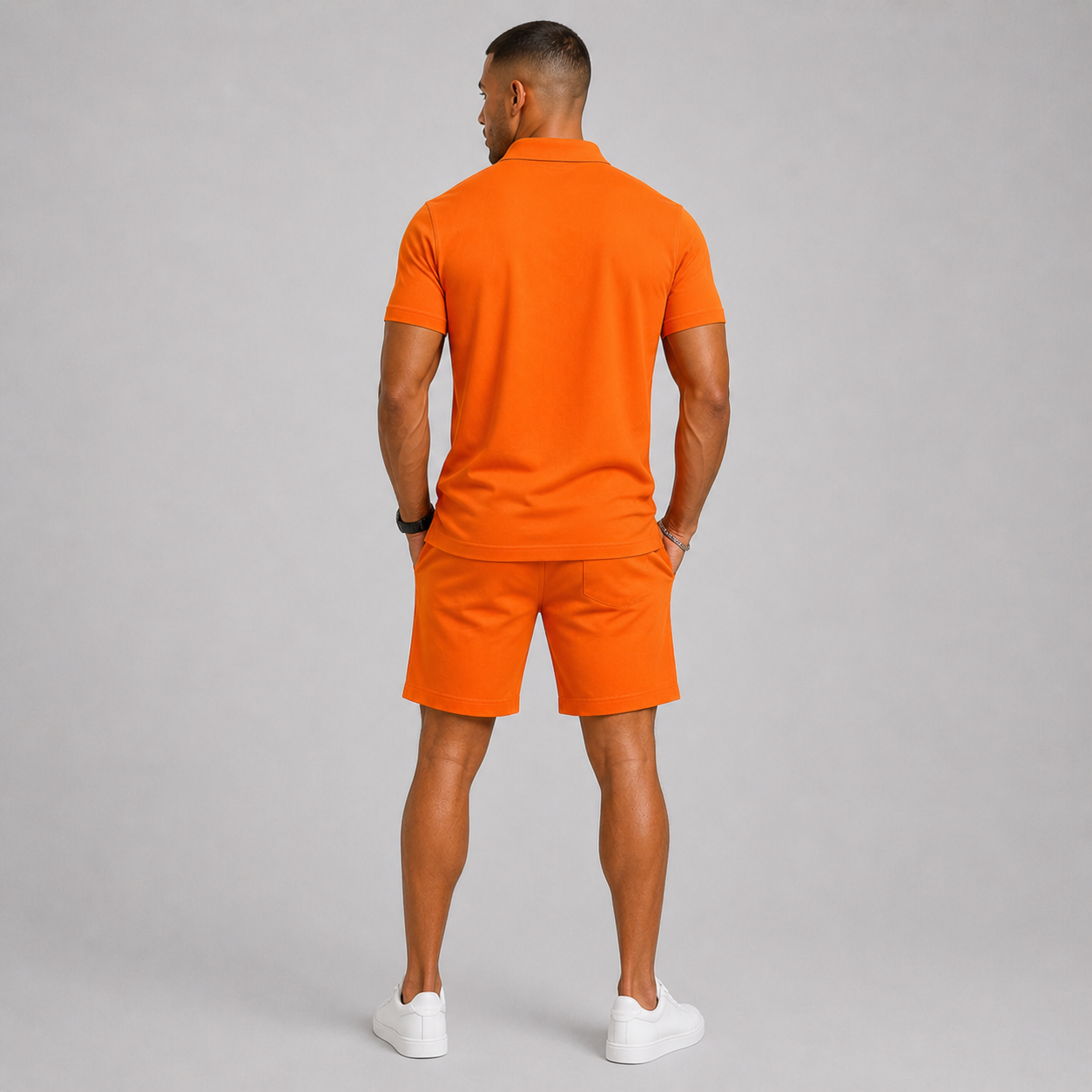 Pique Polo Shirt and Shorts Two Piece Set