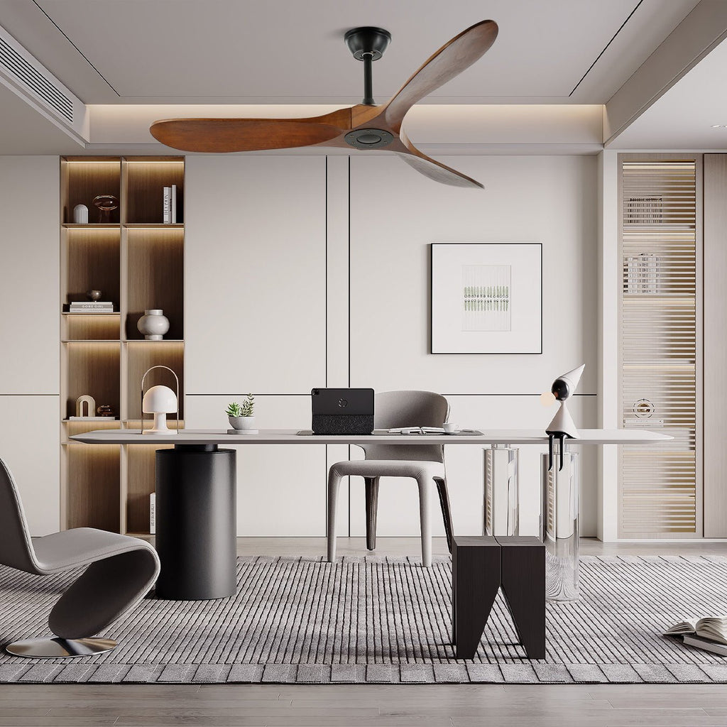Wooden 3-Blade Ceiling Fan with Remote Control