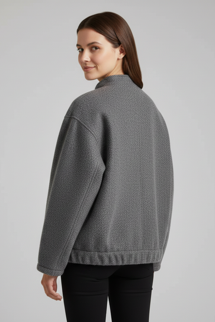 Blouson aviateur oversize pour femme, aspect laine