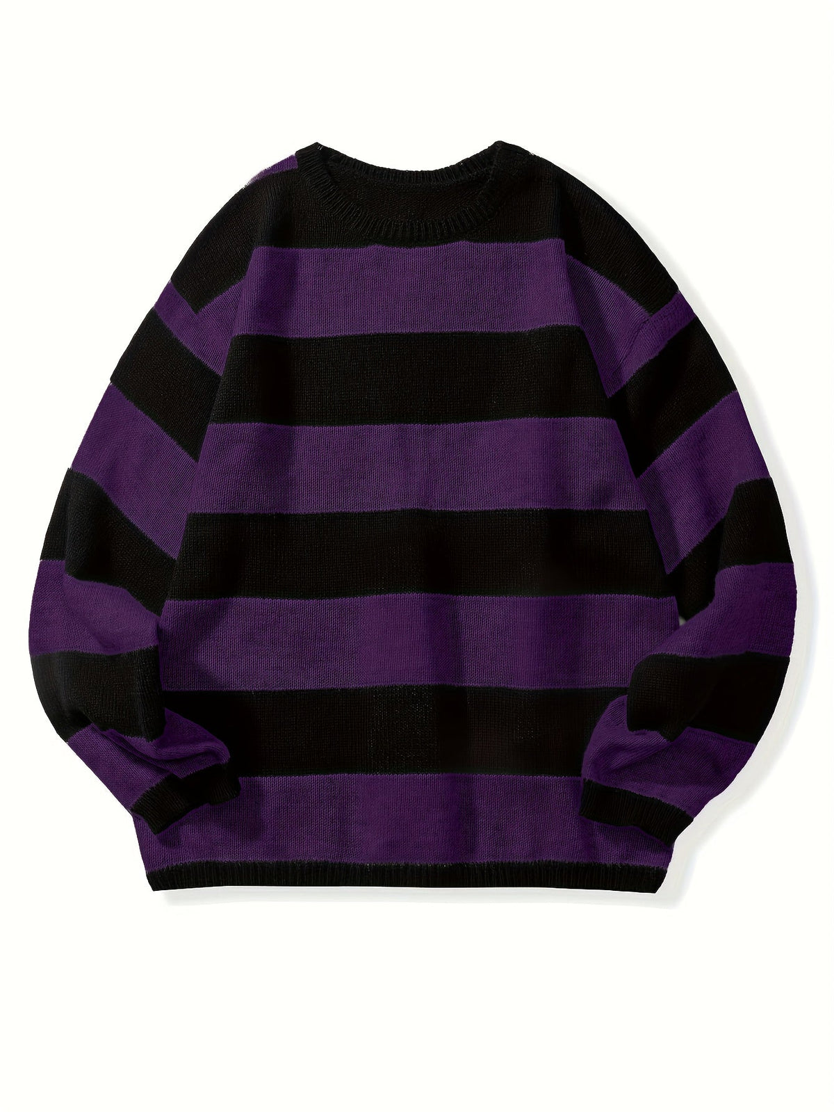 Men's Striped Oversized Knit Crewneck Sweater