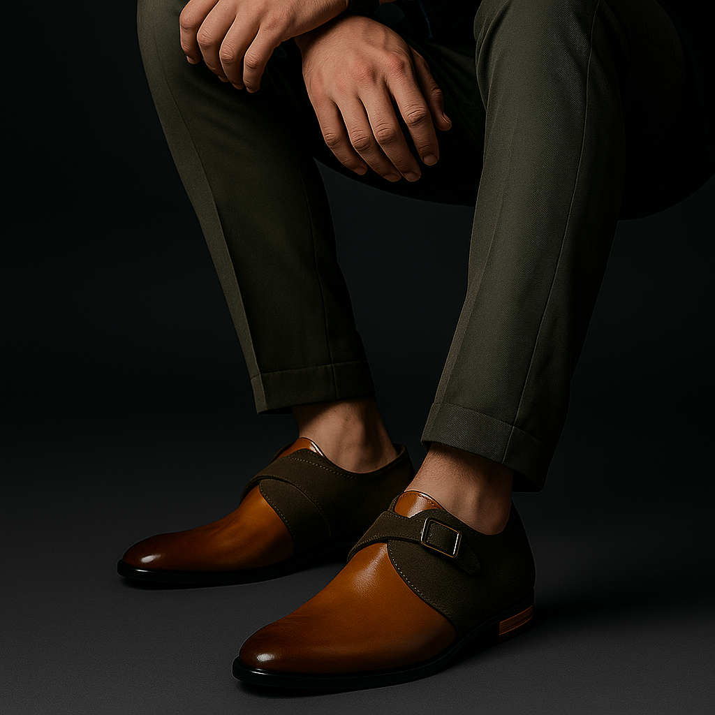 Men's Two-Tone Monk Strap Dress Shoes