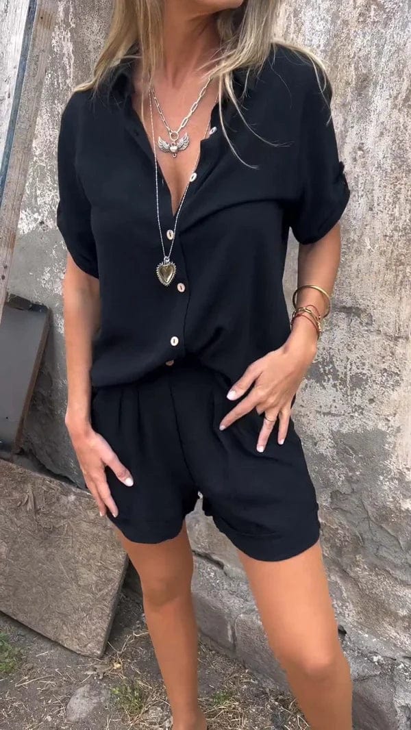 Linen Shirt and Shorts Two-Piece Set