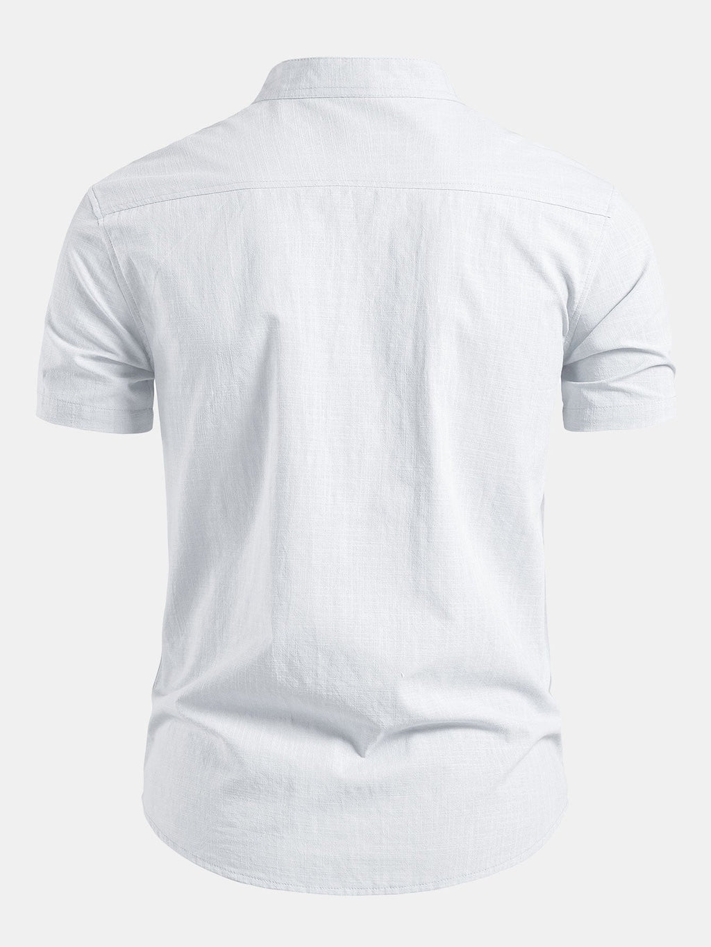 Short Sleeve Linen Shirt with Mandarin Collar