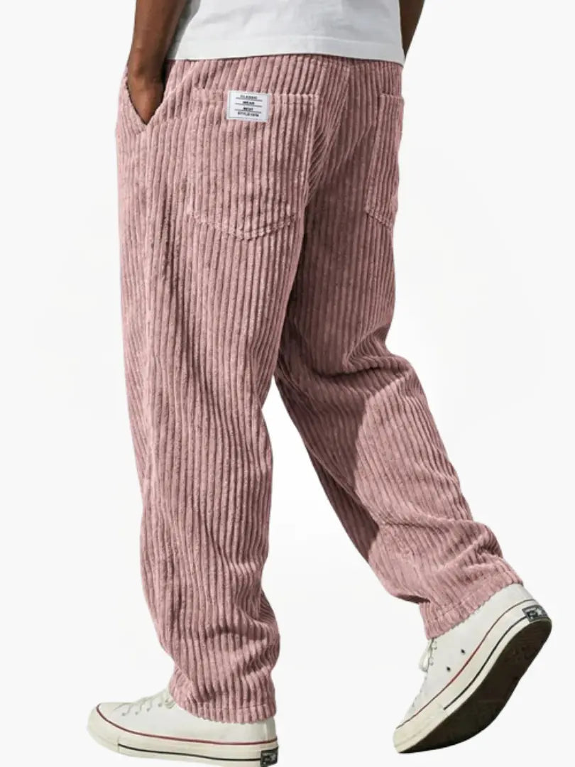 Men's Wide Leg Corduroy Trousers with Patch Pocket