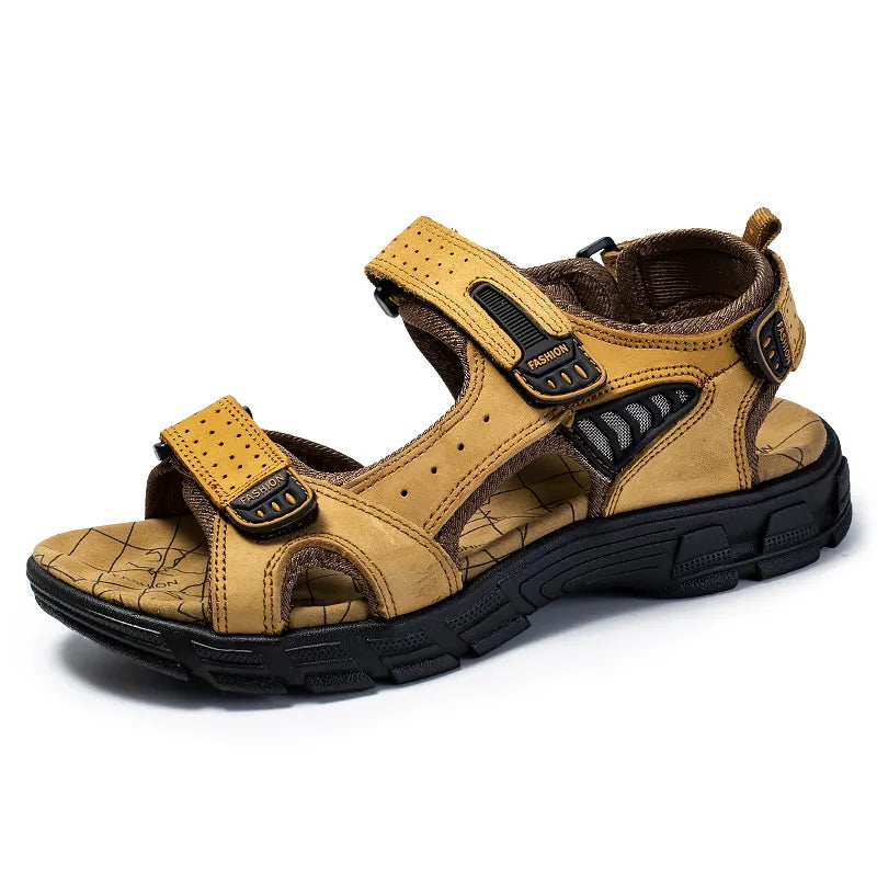 Leather Sport Sandals with Adjustable Straps for Men