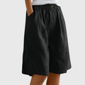 Relaxed Wide Leg Bermuda Shorts with Elastic Waist