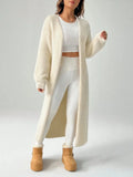 Women's Ribbed Knit Open Front Maxi Cardigan
