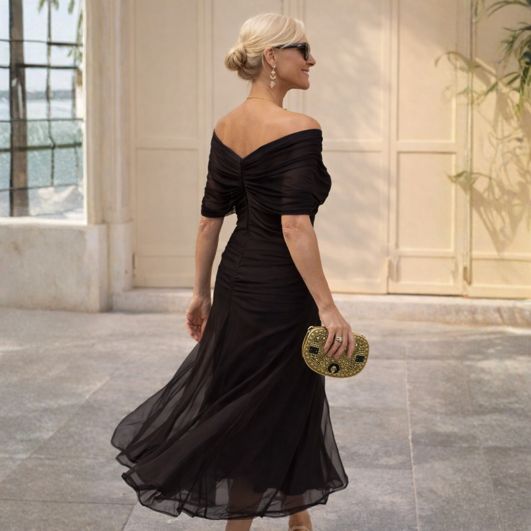Flowy Wrap Maxi Dress with Draped V-Neckline