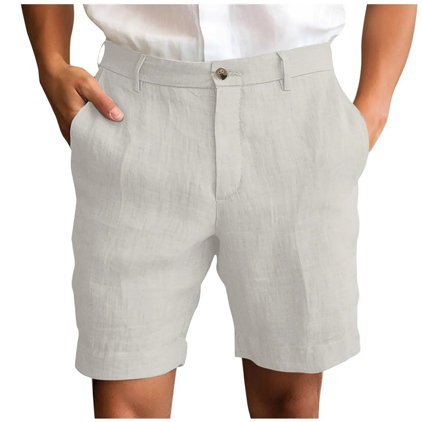 Tailored Fit Textured Shorts with Button Fly Closure