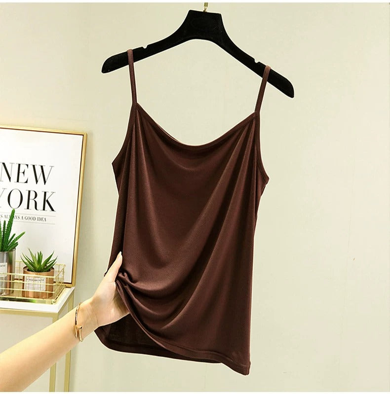Women's Scoop Neck Spaghetti Strap Jersey Cami Top