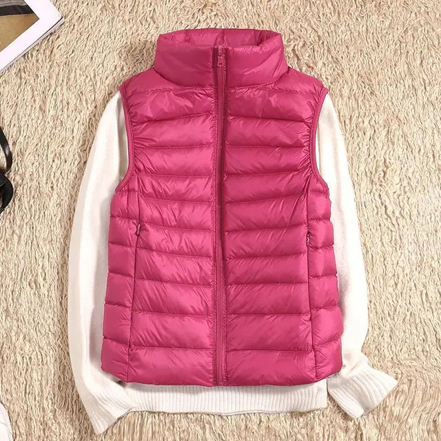 Zip-Front Stand Collar Quilted Puffer Gilet