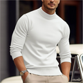 Men's plain mock turtleneck knit sweater with long sleeves and ribbed trim