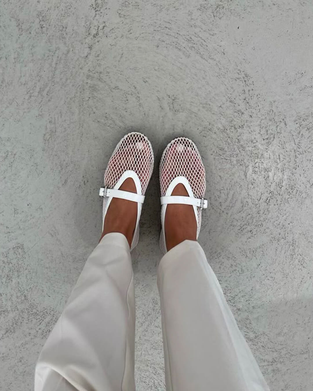 Mesh Mary Jane Flats with Buckle Strap Detail