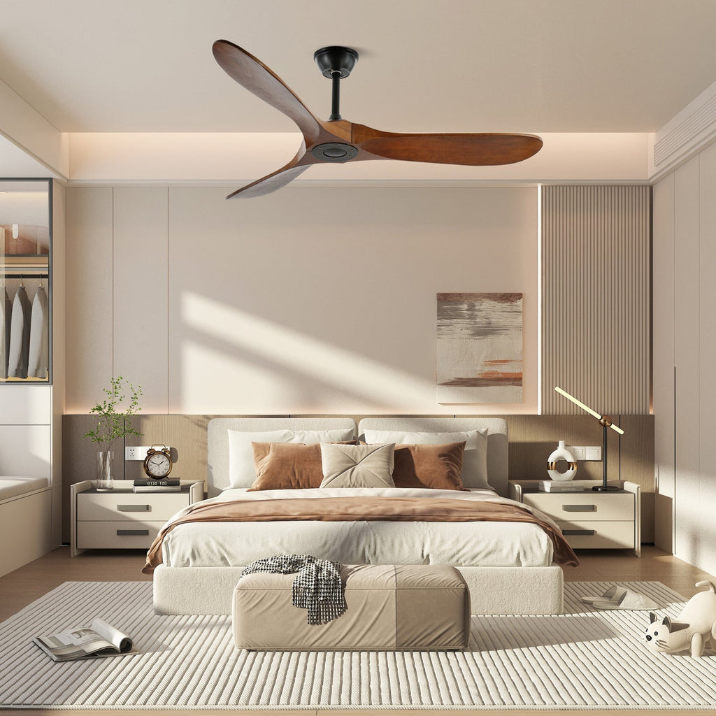Wooden 3-Blade Ceiling Fan with Remote Control