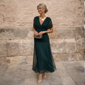 Flowy Wrap Maxi Dress with Draped V-Neckline
