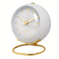 Round Quartz Desk Clock with Gold Ring Stand