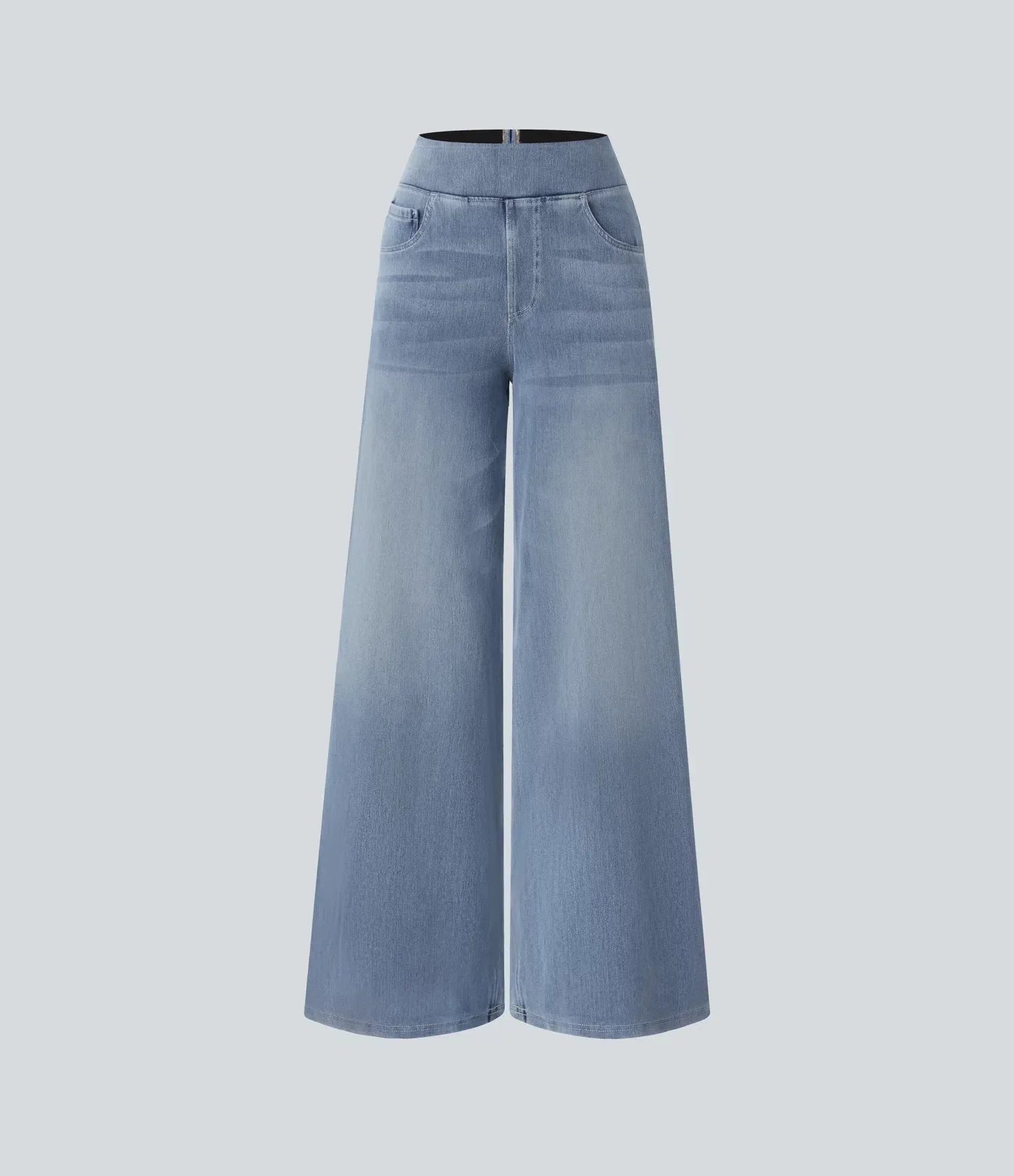 High-Waist Wide-Leg Pull-On Jeans