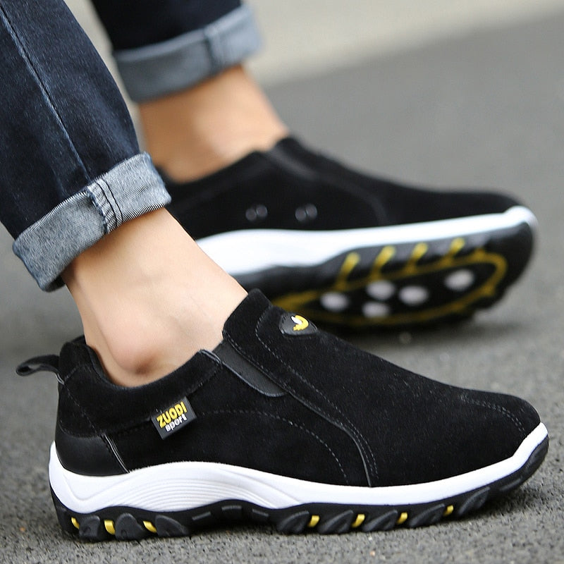 Slip-On Suede-Touch Walking Sneakers with Grip Sole
