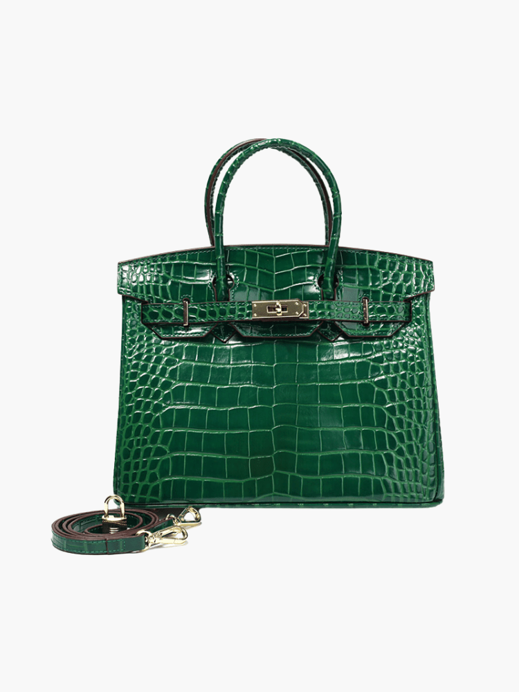 Structured Turn-Lock Tote Bag with Padlock Detail