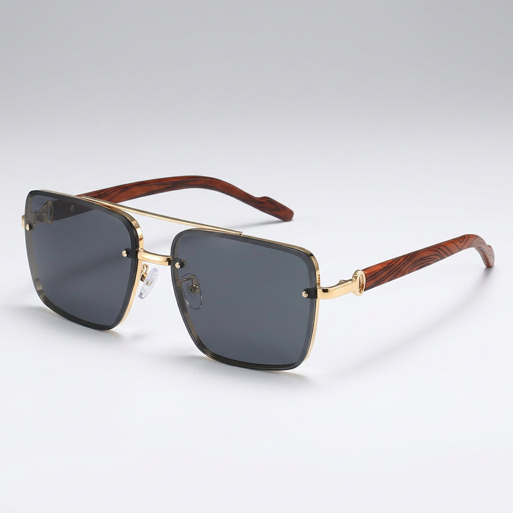 Square Rimless Sunglasses with Double Bridge