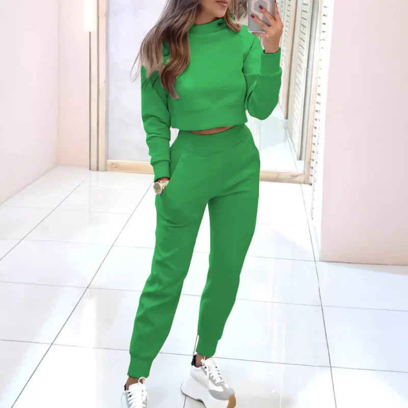Cropped Sweatshirt and Jogger Loungewear Set