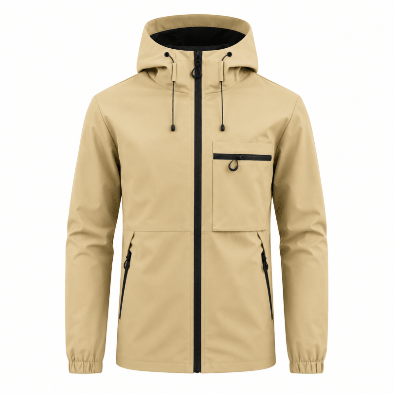 Men's Hooded Lightweight Shell Jacket with Chest Pocket