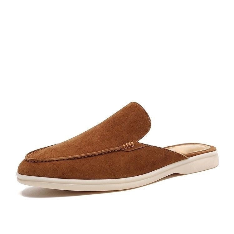 Mocassins mule sans contrefort en daim avec semelle contrastante