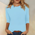 Round Neck Three-Quarter Sleeve Basic Top