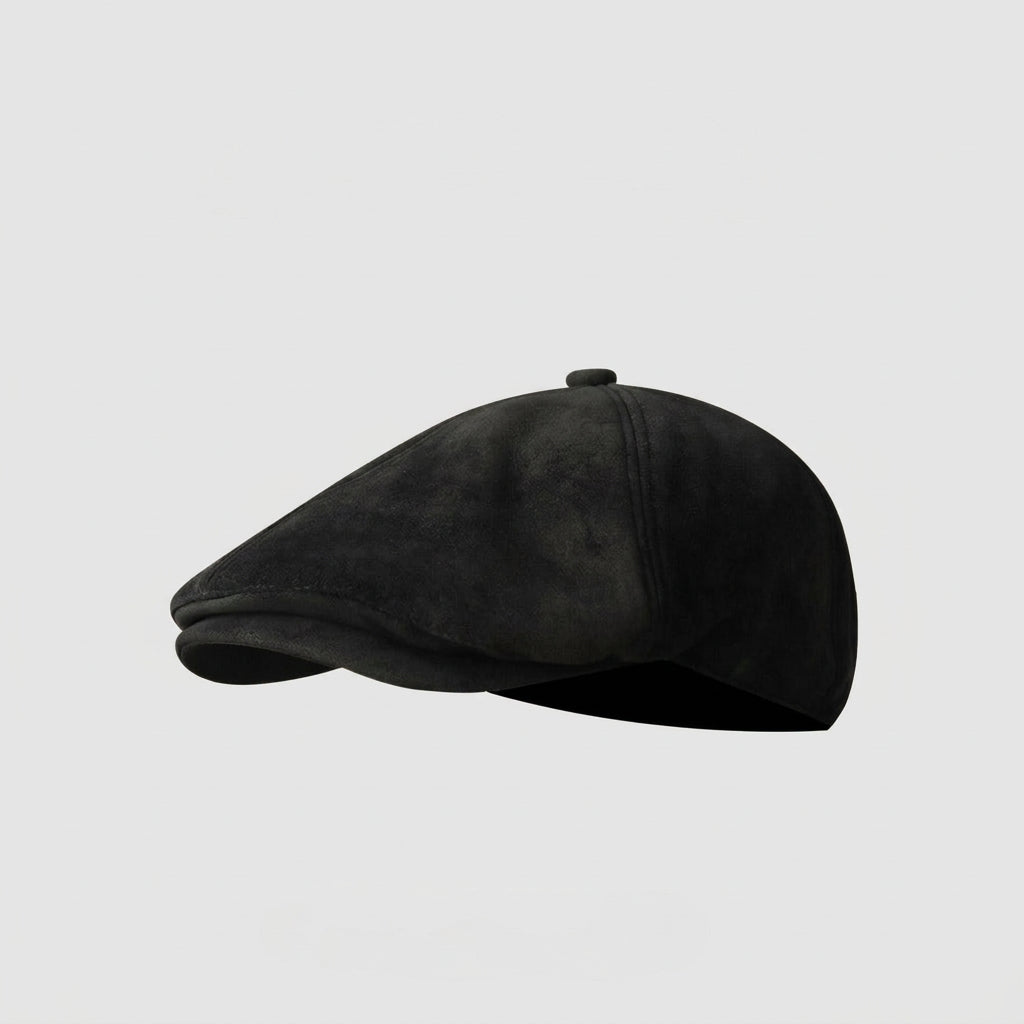 Suede Baker Boy Cap with Classic Panelled Design