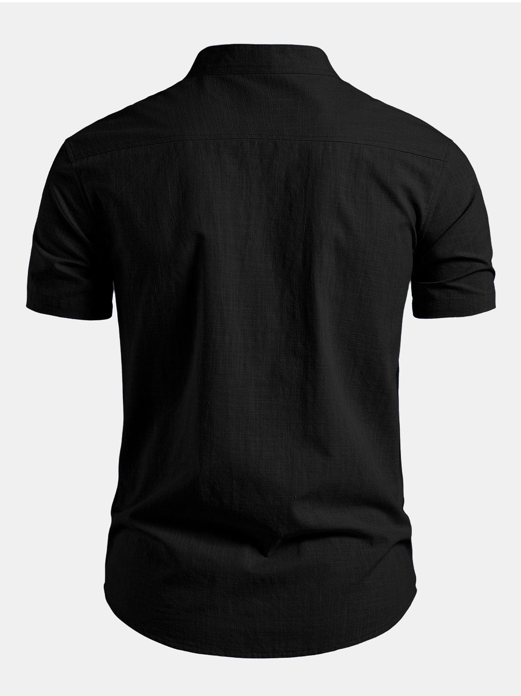 Short Sleeve Linen Shirt with Mandarin Collar