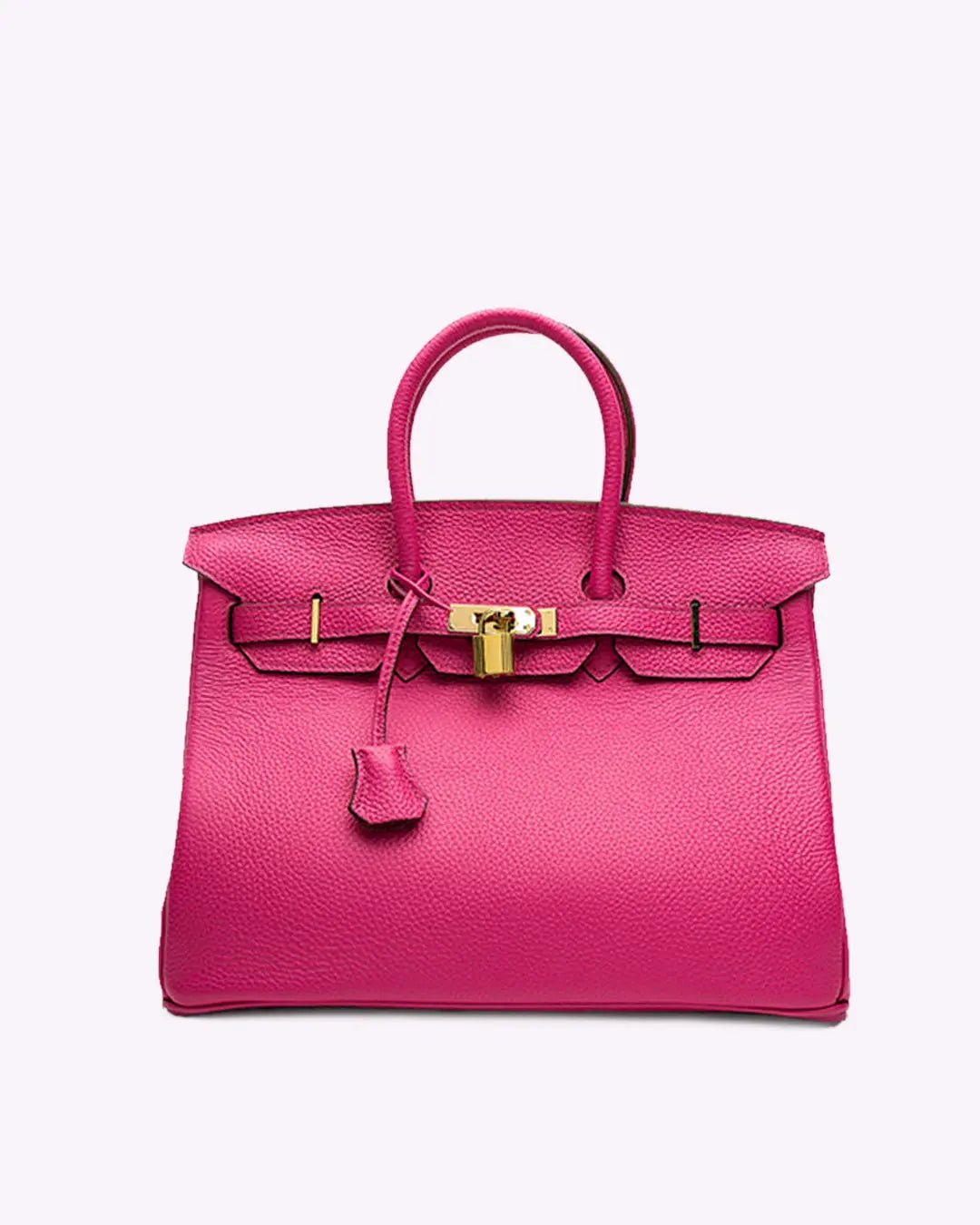 Structured Turn-Lock Tote Bag with Padlock Detail