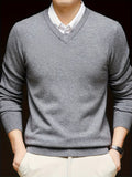 Men's Fine Knit V-Neck Pullover Sweater