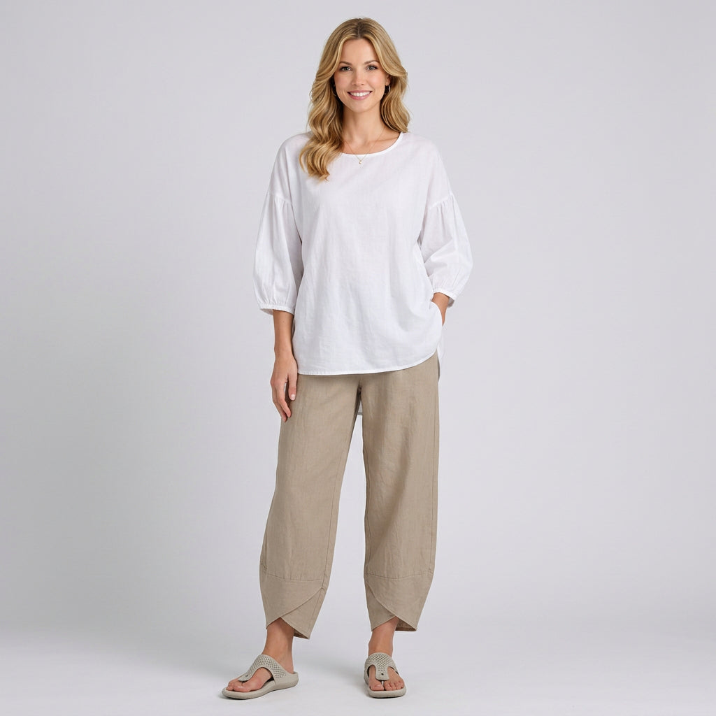 Women’s Cropped Wide Leg Pants – Pleated Tapered Ankle Style