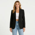 Women’s Single Button Tailored Blazer – Notched Lapel Longline Style
