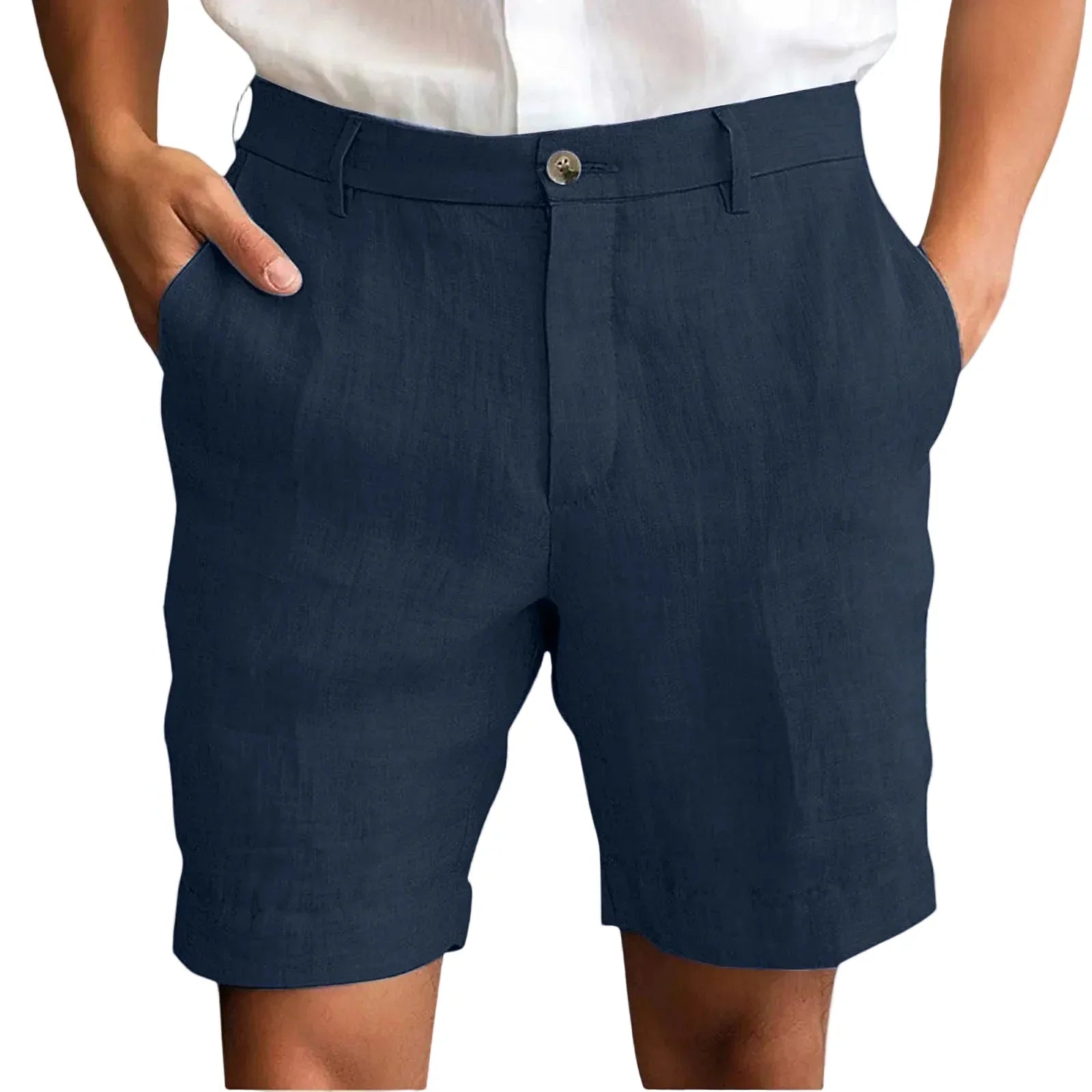 Tailored Fit Textured Shorts with Button Fly Closure
