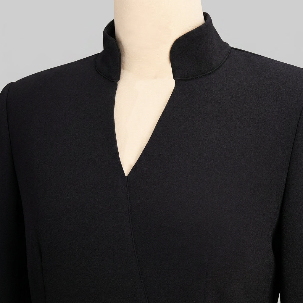 Belted Midi Dress Women’s Tailored V Neck Office Dress