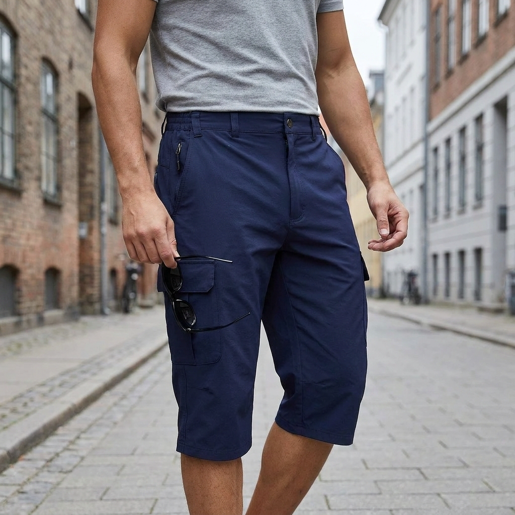 Longline Cargo Shorts with Zip Pocket Detail
