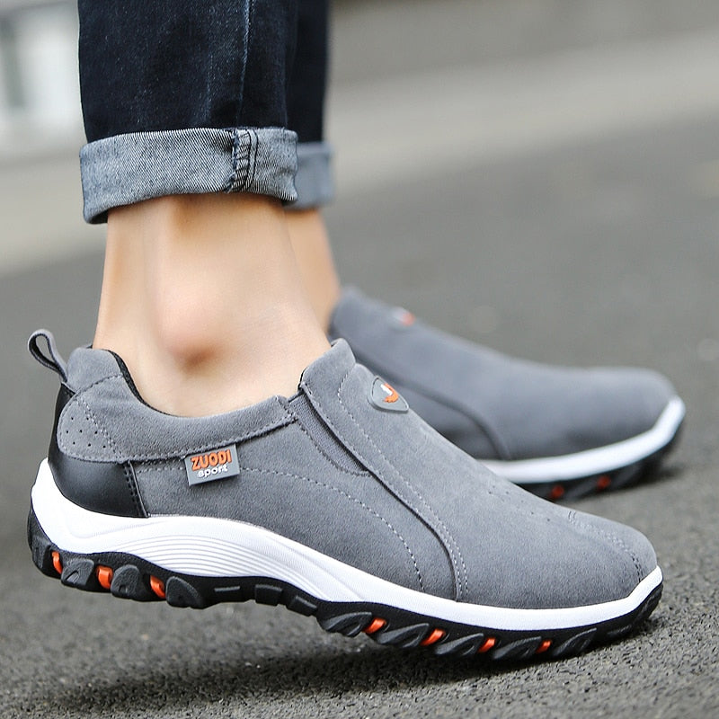 Slip-On Suede-Touch Walking Sneakers with Grip Sole