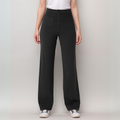 High-Waisted Wide Leg Trousers with Button Front