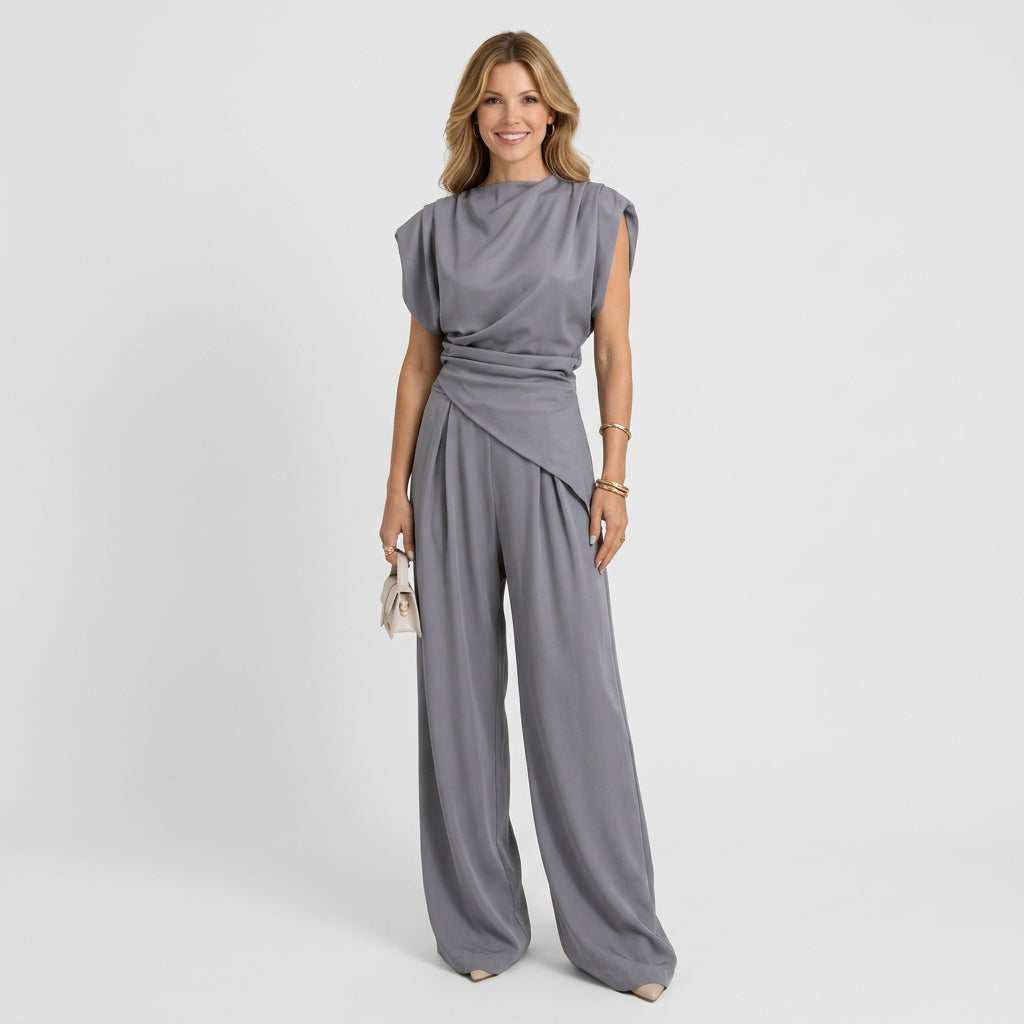 Sleeveless Co-Ord Set – Tie Waist Wide Leg