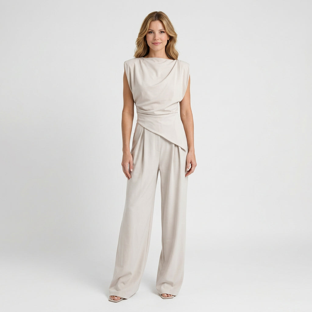 Sleeveless Co-Ord Set – Tie Waist Wide Leg