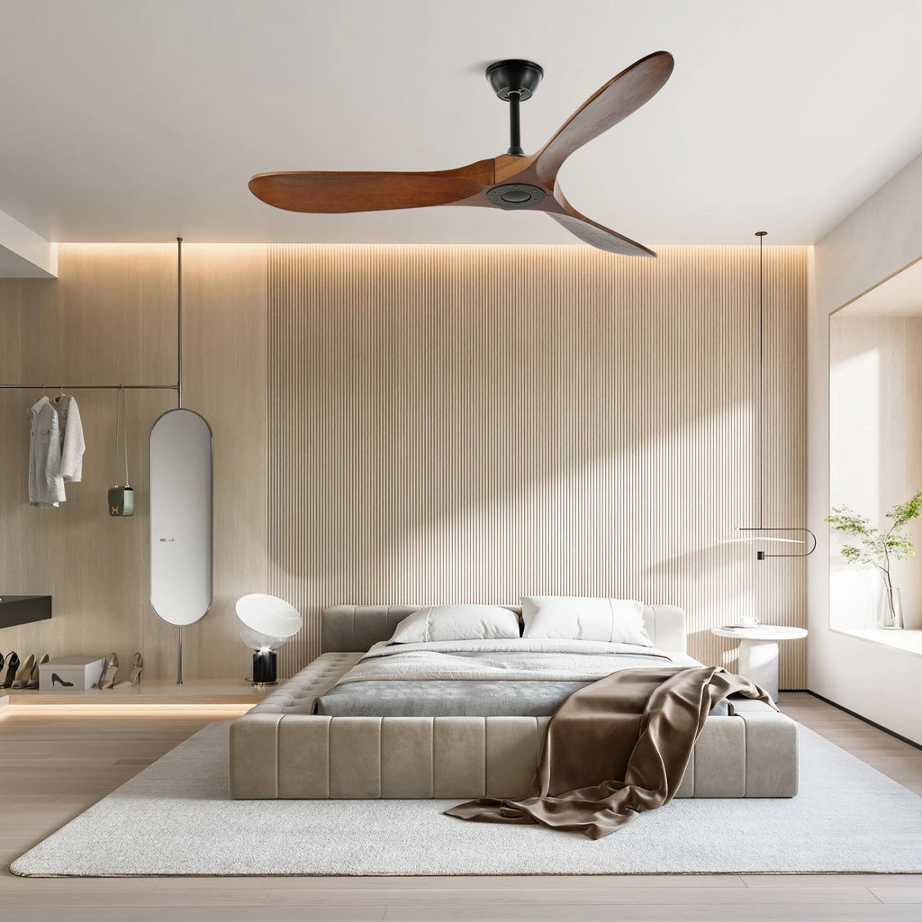 Wooden 3-Blade Ceiling Fan with Remote Control